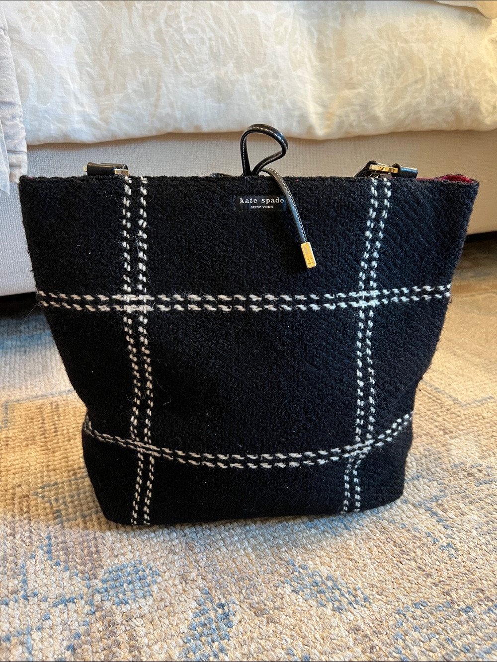 Vintage kate spade Black and White Plaid Tote
